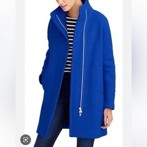 J.Crew Cocoon Coat in Italian Stadium-Cloth 2 Wool Blend Blue